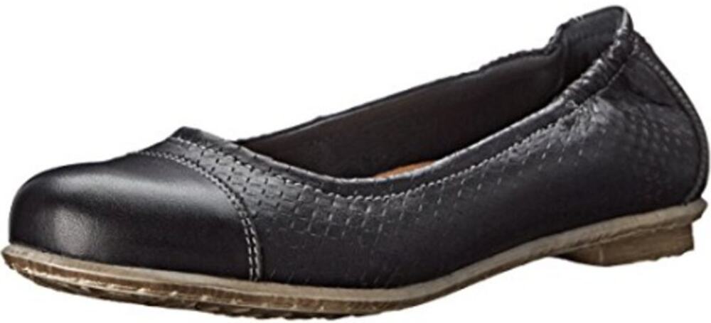 Taos Cleo Ballet Flat Leather Slip On Round Toe Cinch Removable Footbed Black 6